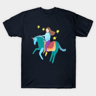 Girl riding a unicorn T-Shirt